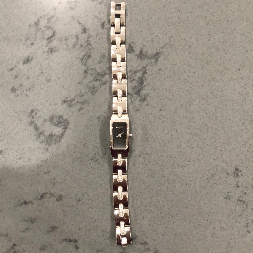 DKNY Silver and rhinestone watch